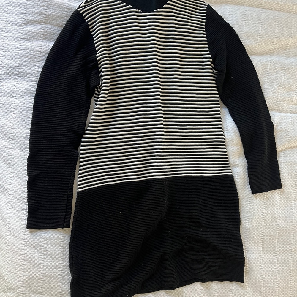 Chic Black and White Striped Dress